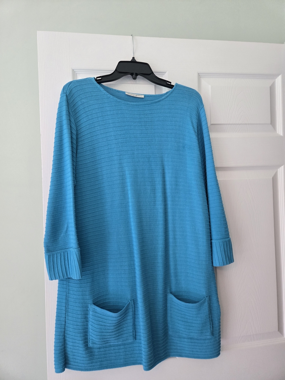 Margaret Winter Bright Turquoise Ribbed Pocket Tunic